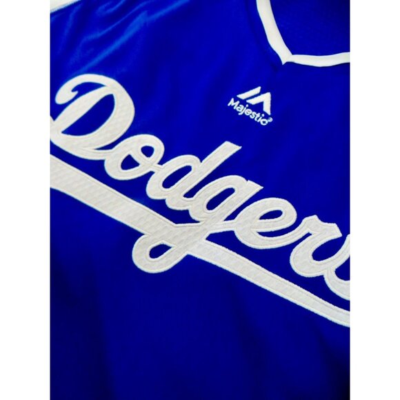 NEW! Majestic Los Angeles Dodgers Shirt Embroidered MLB Blue Men's SZ Large - Picture 5 of 8